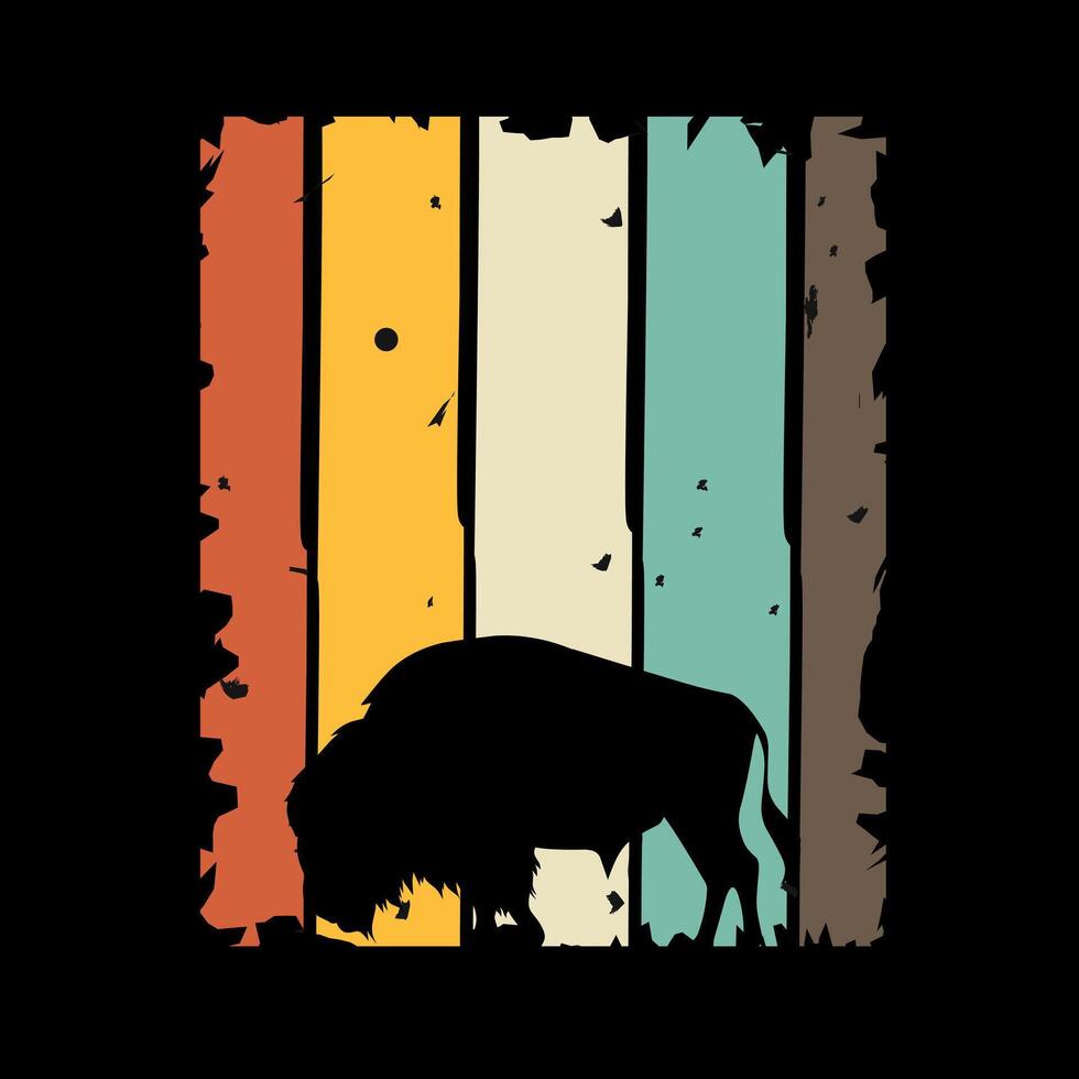 vecteur de bison silhouette dans coloré Contexte parfait pour imprimer, vêtements, etc