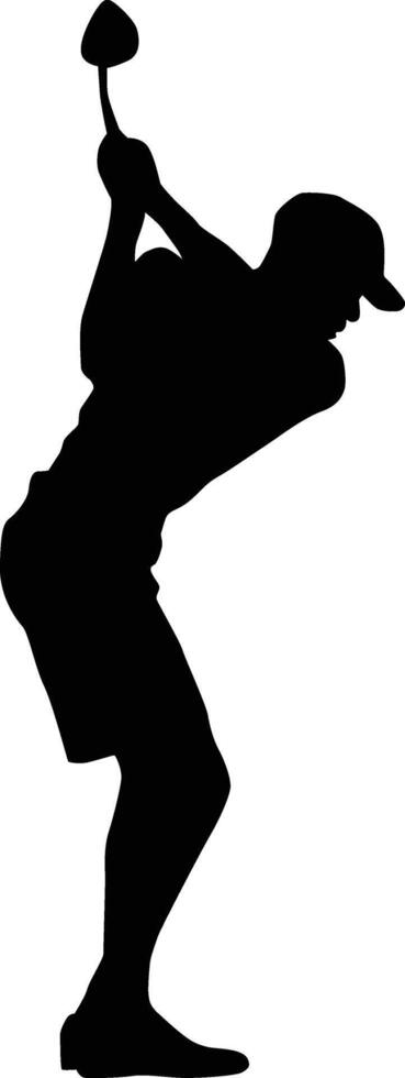 silhouette de le golf joueur pose illustration dans vecteur