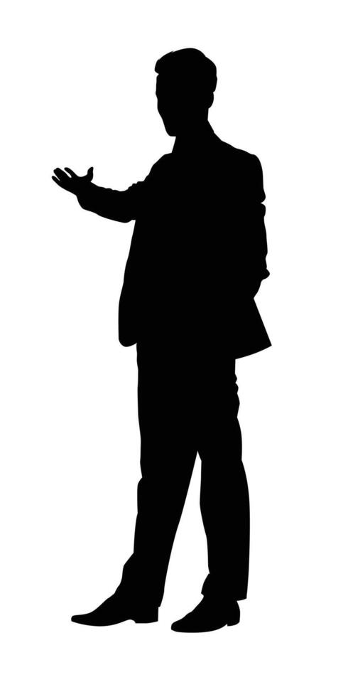 silhouette de homme d'affaire permanent pose vecteur