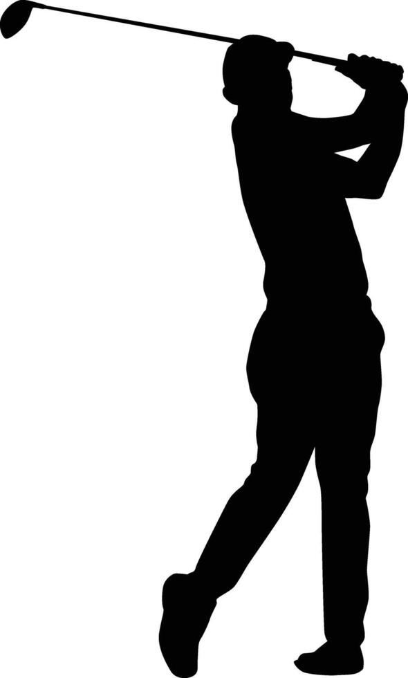 silhouette de le golf joueur pose illustration dans vecteur