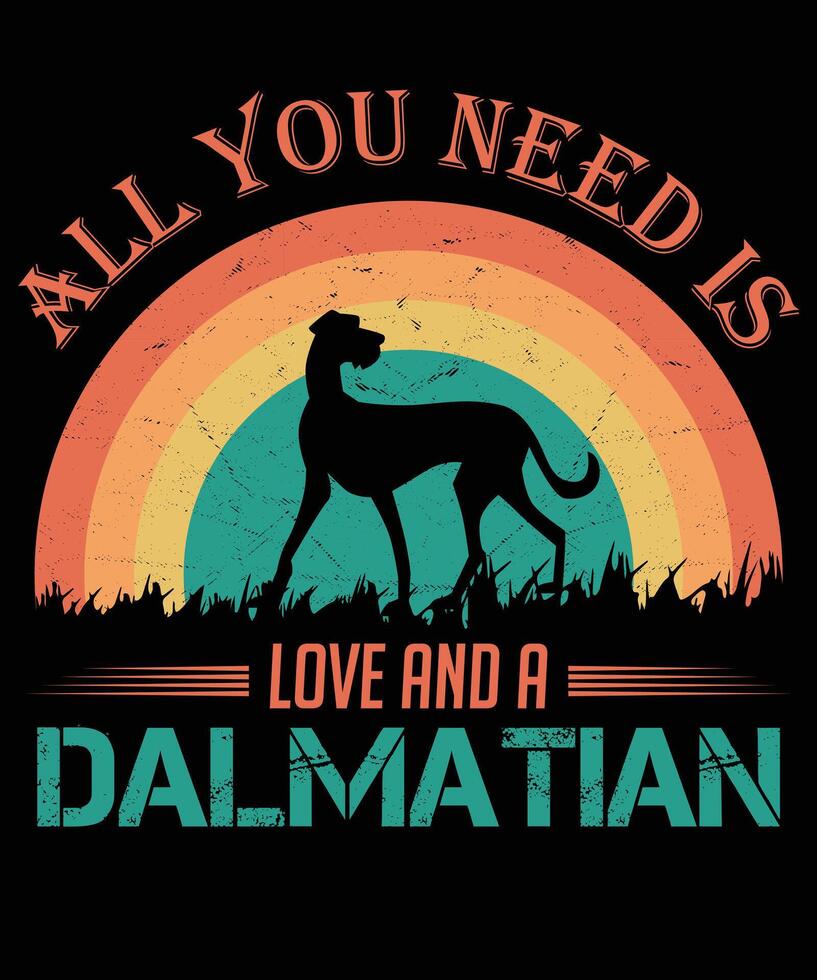 tout vous avoir besoin est l'amour et une dalmatien chat ancien T-shirt conception. vecteur
