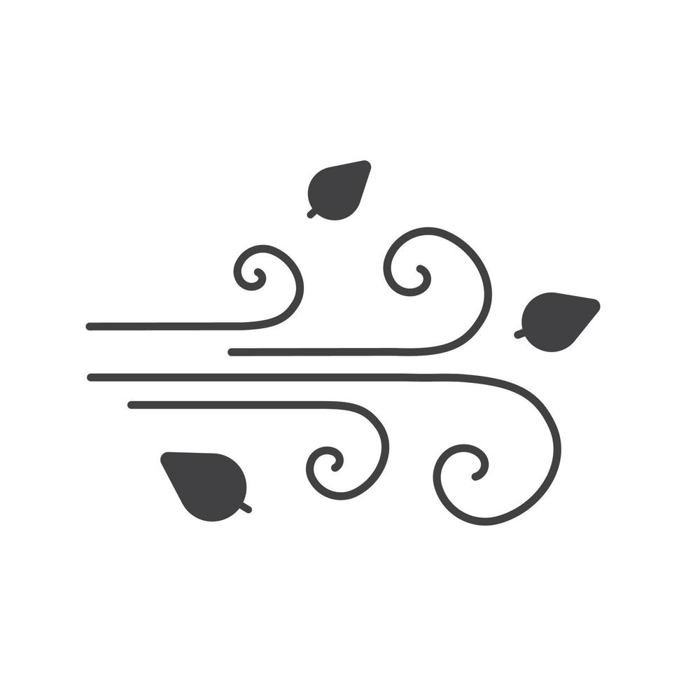 icône de glyphe de vent soufflant. symbole de silhouette. temps venteux. espace négatif. illustration vectorielle isolée vecteur