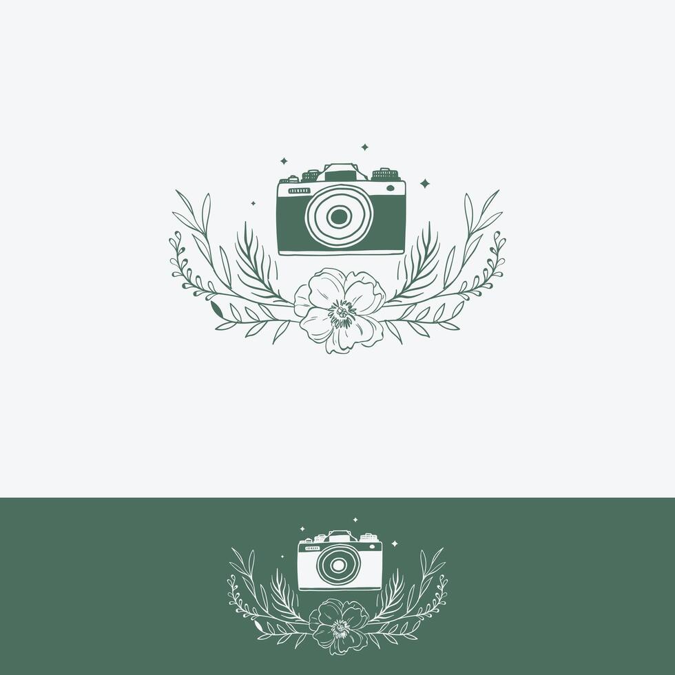 caméra vecteur logo avec coloré floral. la photographie médias affaires logo conception