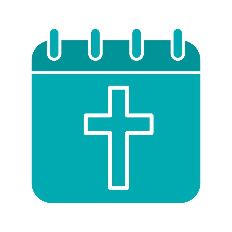 icône de couleur de glyphe de jour de pâques. page de calendrier avec crucifix chrétien. symbole de la silhouette sur fond noir. espace négatif. illustration vectorielle vecteur