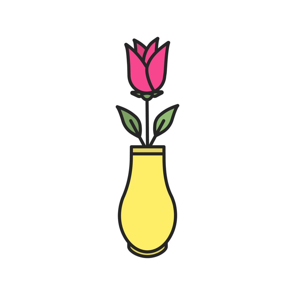 fleur rose dans l'icône de couleur de vase. illustration vectorielle isolée vecteur