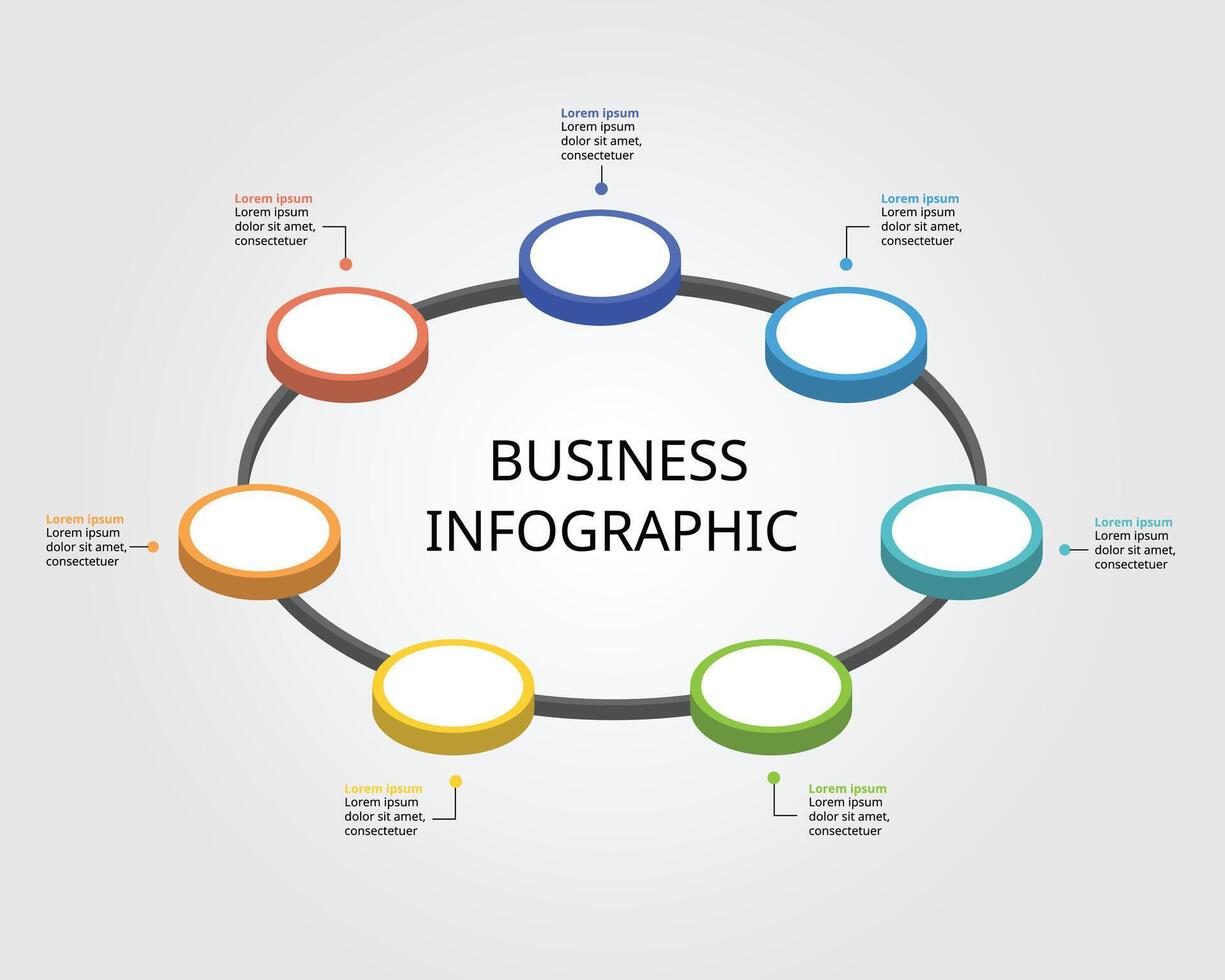 sept cercle modèle pour infographie pour présentation pour sept élément vecteur