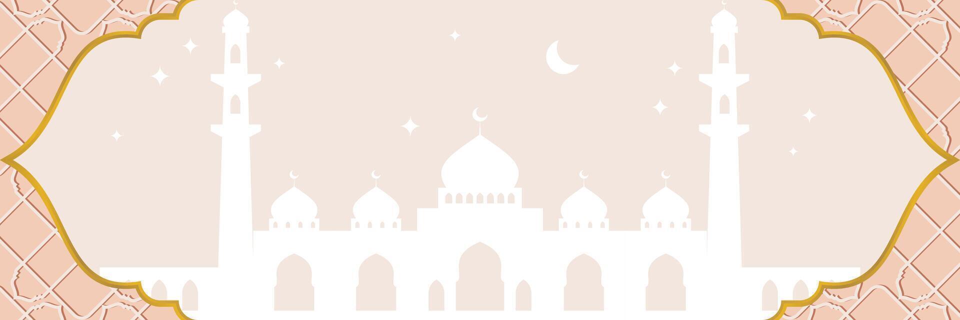 luxe islamique arrière-plan, avec mosquée, étoile et dôme Icônes. bannière modèle avec vide espace pour texte. vecteur illustration de islamique vacances
