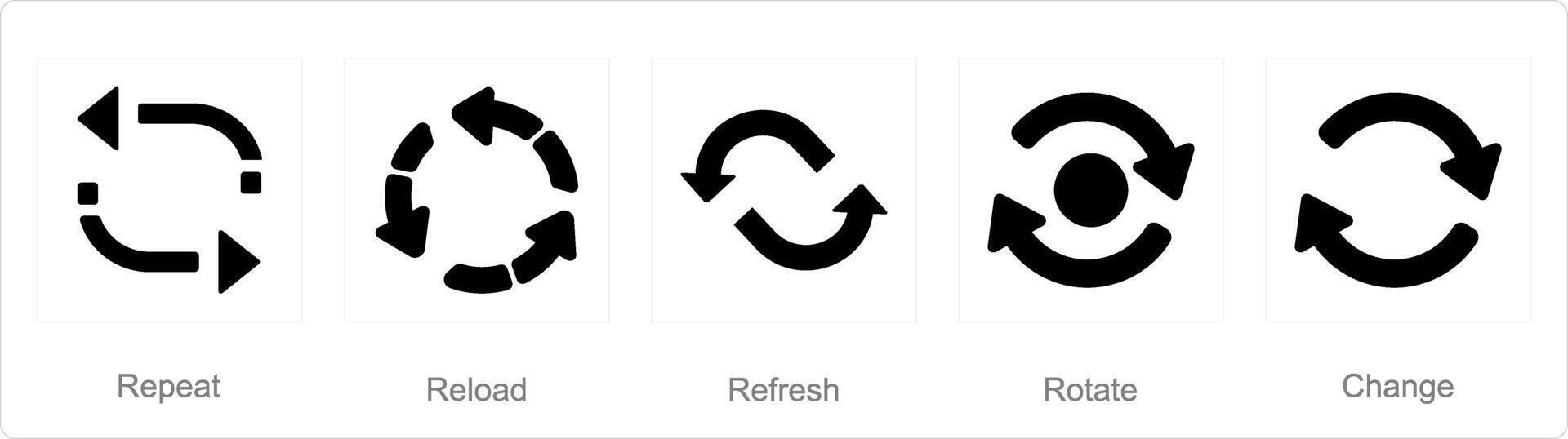 une ensemble de 5 flèches Icônes comme répéter, recharger, rafraîchir vecteur