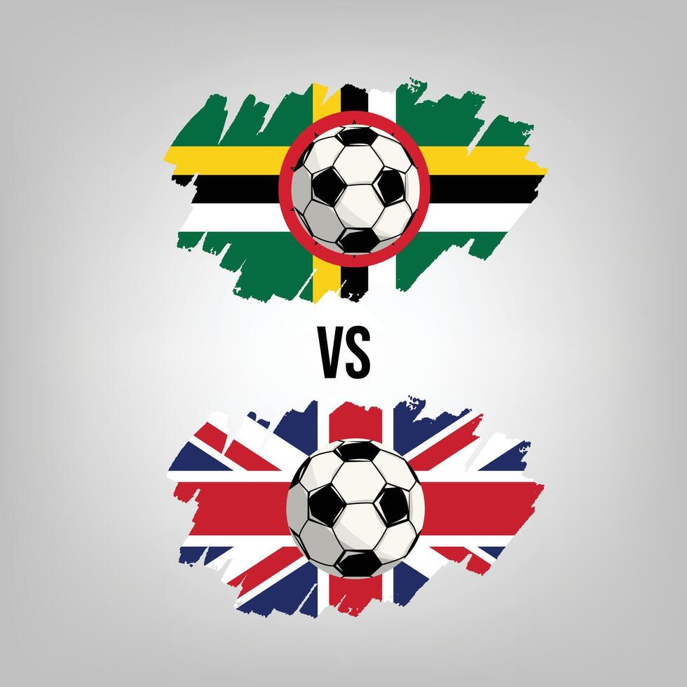 uni Royaume contre Dominique football correspondre. plat vecteur Football Jeu conception illustration concept.