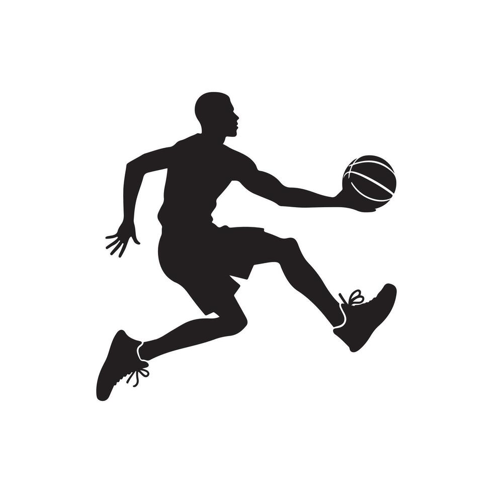 une vecteur silhouette de une basketball joueur en jouant basketball isolé sur une blanc Contexte