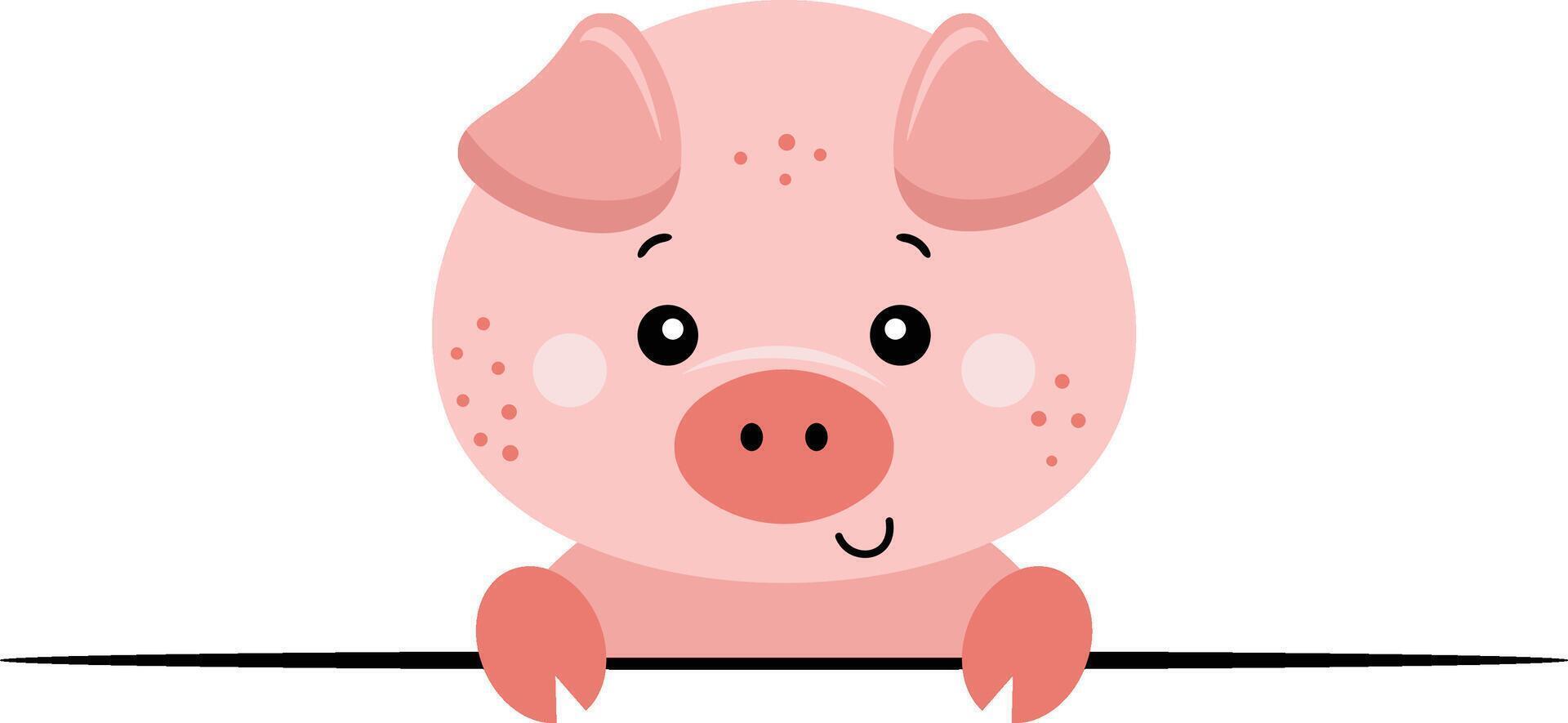 adorable porc furtivement en dehors de derrière vecteur