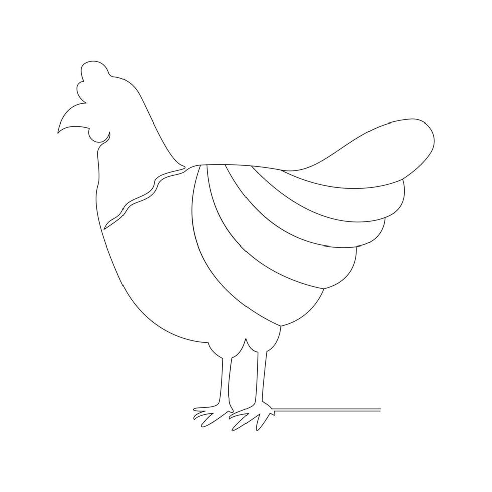 un ligne poulet art continu ligne dessin de la volaille minimaliste national animal conception vecteur et illustration