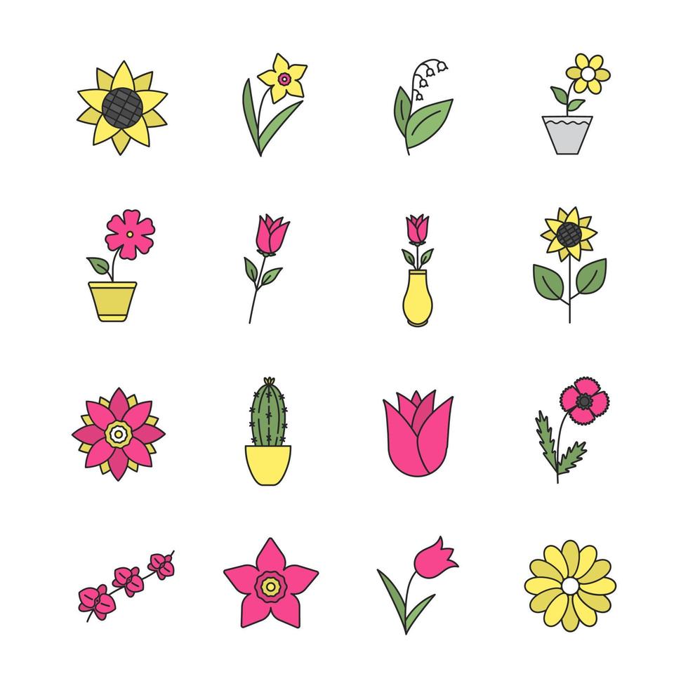 icône de couleur de fleurs. jardin, sauvage, plantes d'intérieur. fleurs décoratives en fleurs. illustration vectorielle isolée vecteur