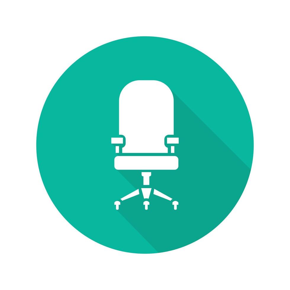 chaise d'ordinateur design plat grandissime icône de glyphe. chaise de bureau sur roulettes. illustration vectorielle vecteur