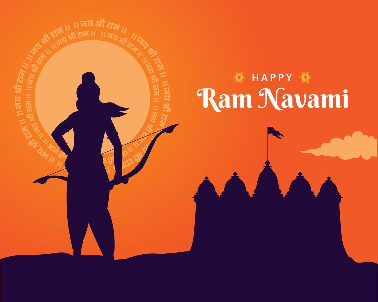 hindou Festival content RAM navami fête salutation carte bannière conception vecteur