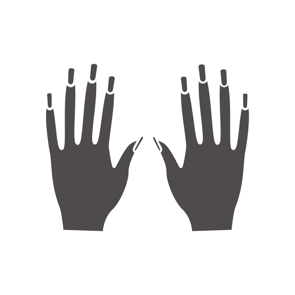 les mains de la femme avec l'icône de glyphe de manucure. symbole de silhouette. salon de manucure. espace négatif. illustration vectorielle isolée vecteur