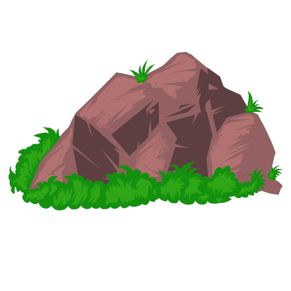 pierre herbe illustration vecteur. élément Roche herbe vecteur