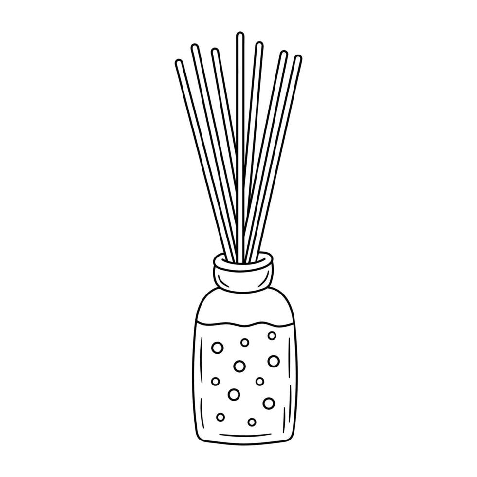 arôme diffuseur avec bambou des bâtons pour maison. main tiré griffonnage vecteur illustration.