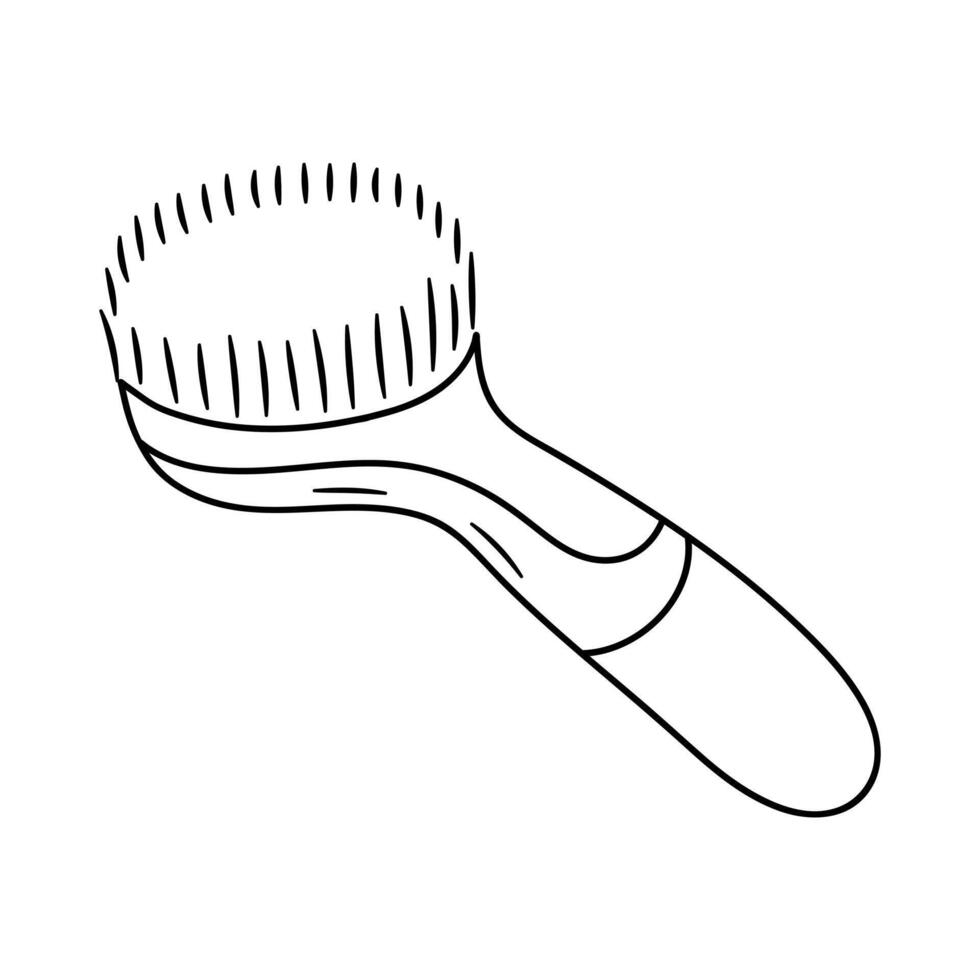 massage brosse. en bois brosse pour anti cellulite massage, corps et peau se soucier. Naturel outil pour peeling, frotter et Accueil spa procédure. main tiré griffonnage vecteur illustration.