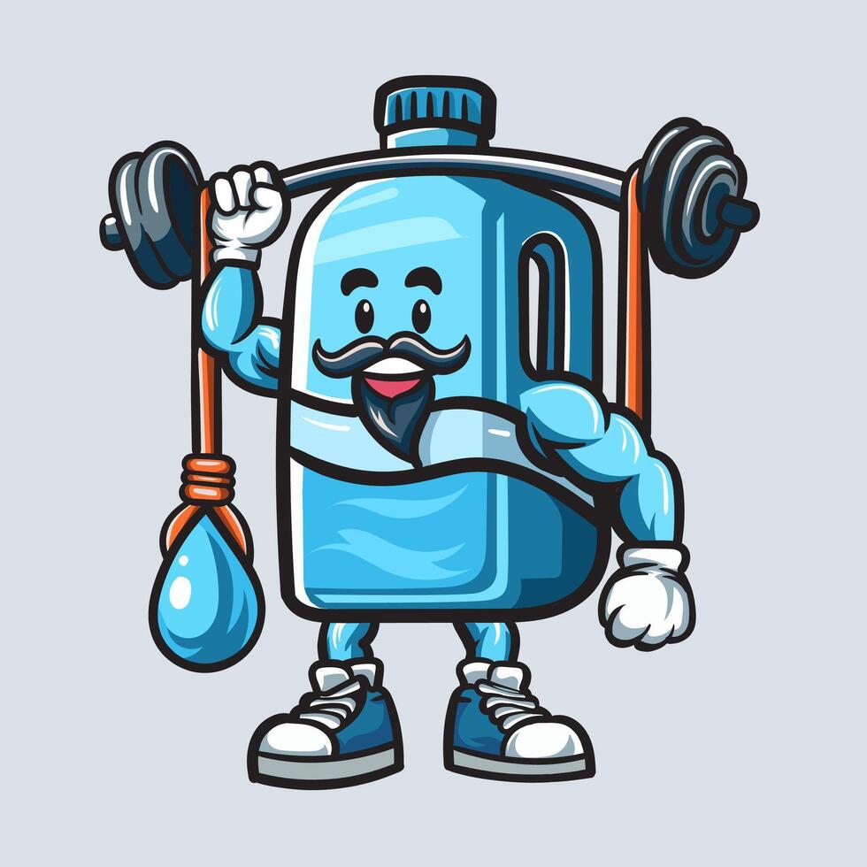 mascotte logo illustration de une rechargeable gallon ouvrier apporter minéral l'eau vecteur