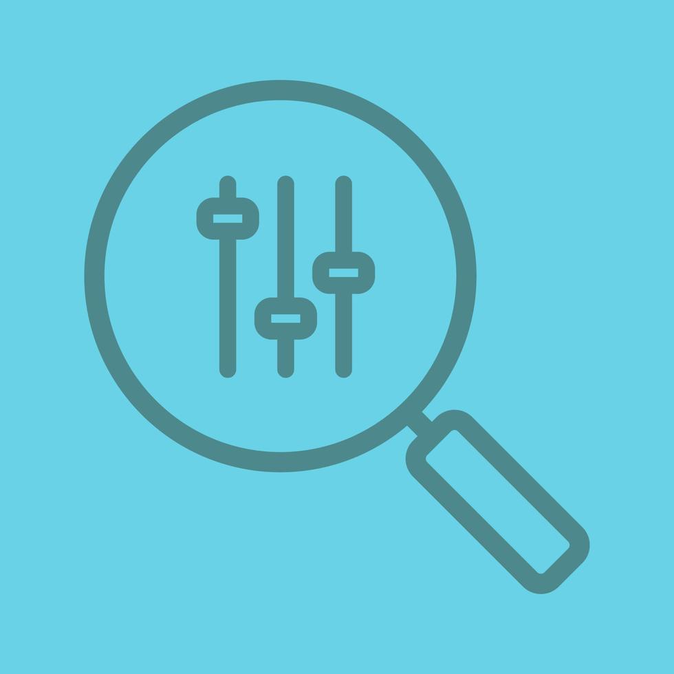icône linéaire des préférences de recherche. recherche de paramètres. loupe. symboles de contour de ligne épaisse sur fond de couleur. illustration vectorielle vecteur