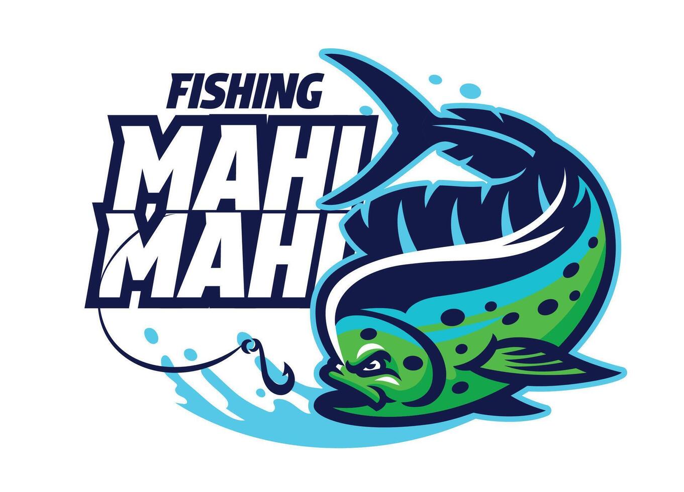 pêche mahi-mahi logo mascotte conception vecteur