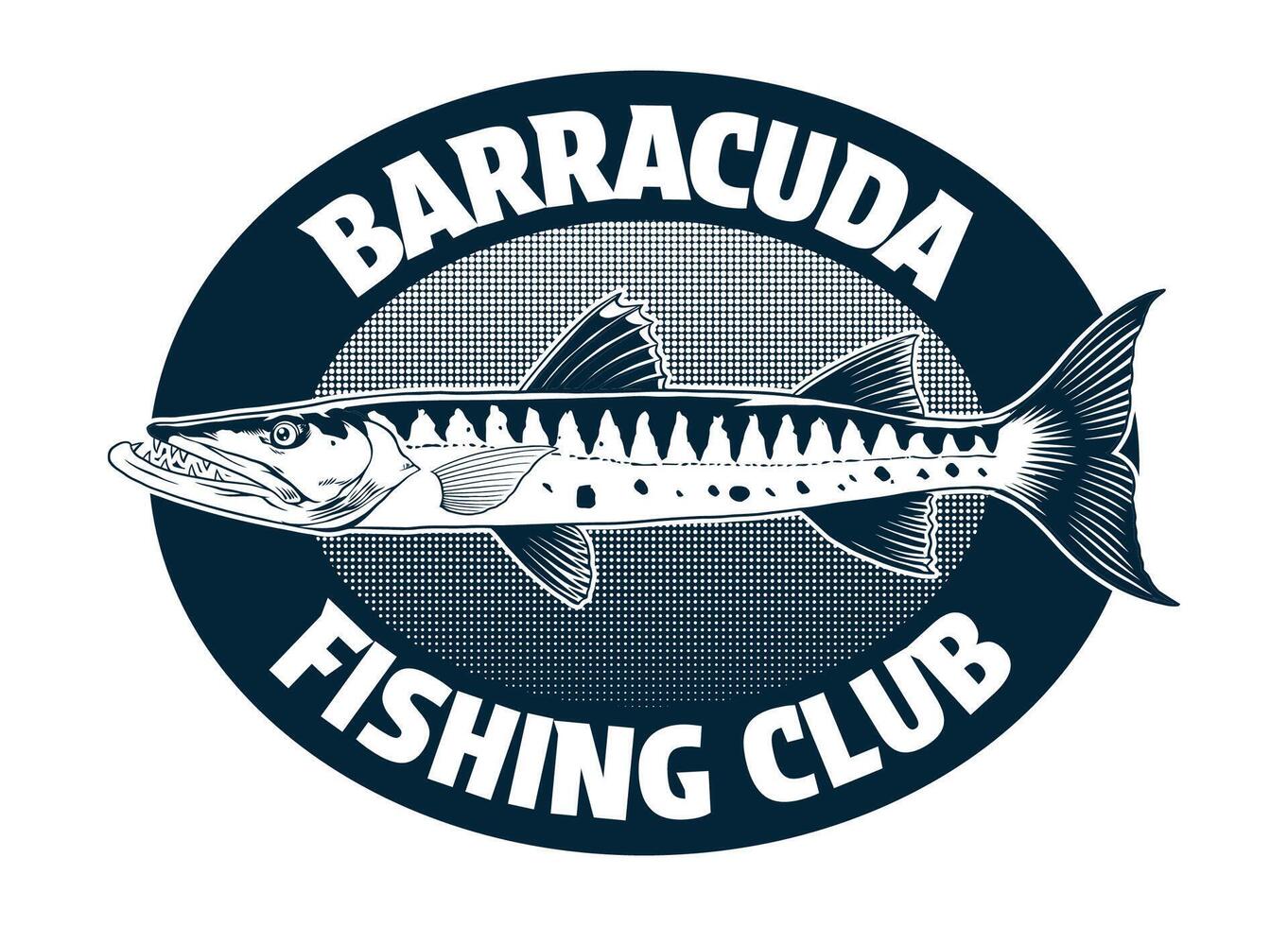 barracuda pêche T-shirt conception dans ancien rétro style vecteur