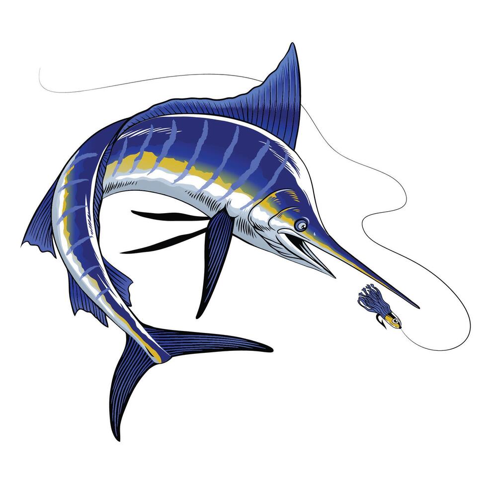 bleu marlin pêche illustration contagieux poisson leurre vecteur