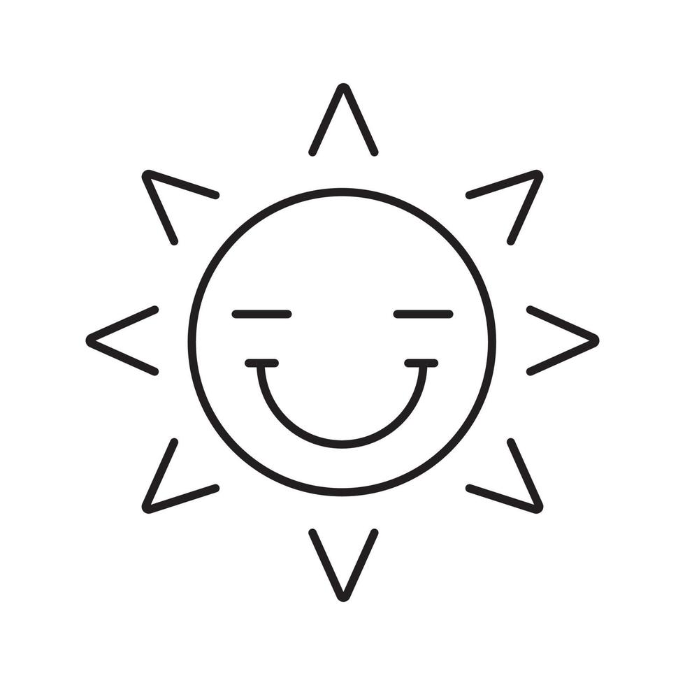icône linéaire sourire soleil heureux. smiley avec les yeux fermés illustration de fine ligne. bonne humeur. symbole de contour d'émoticône. heure d'été. dessin de contour isolé de vecteur