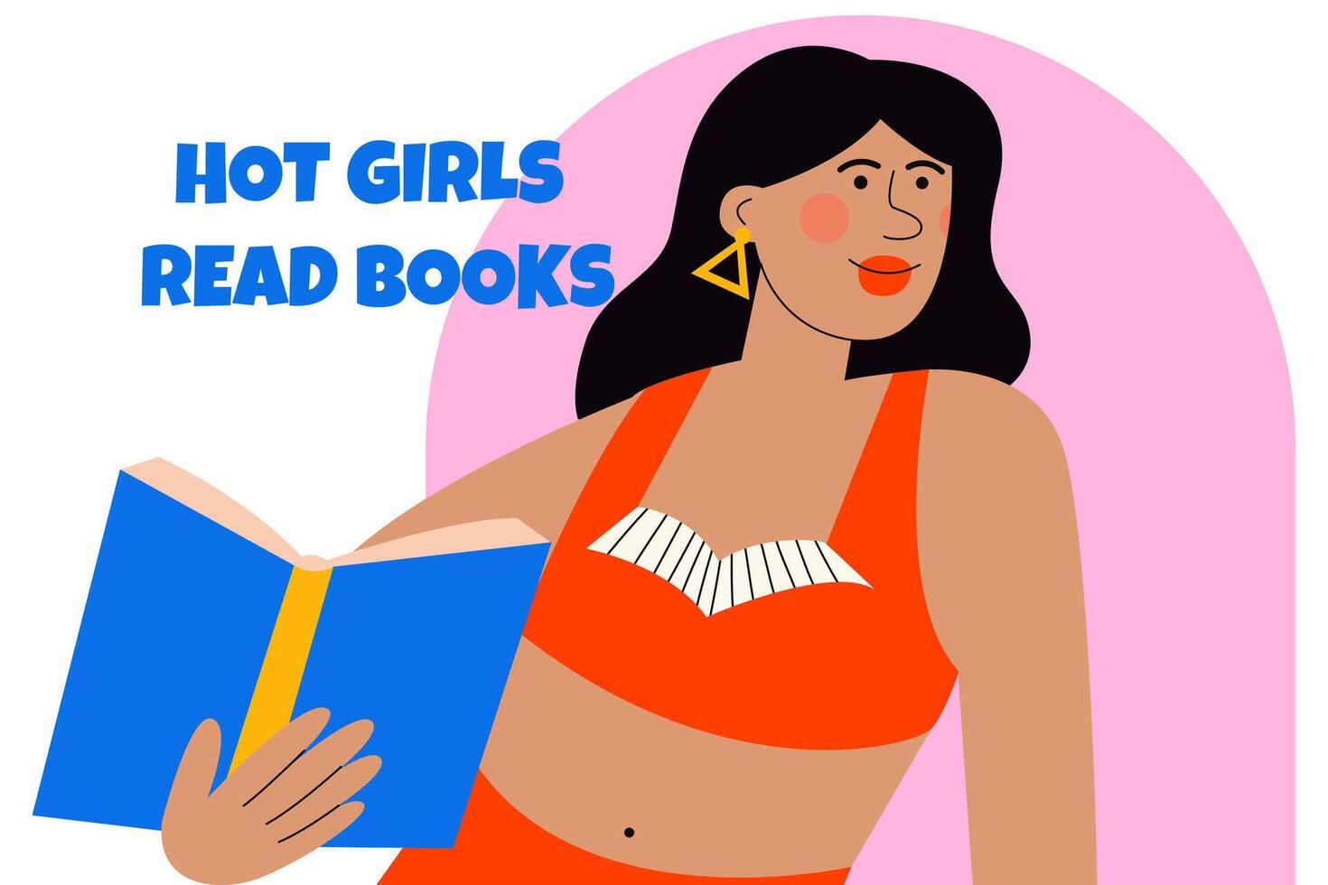 une femme dans une maillot de bain est en train de lire une livre. chaud les filles lis livres. lis livres amoureux. vecteur