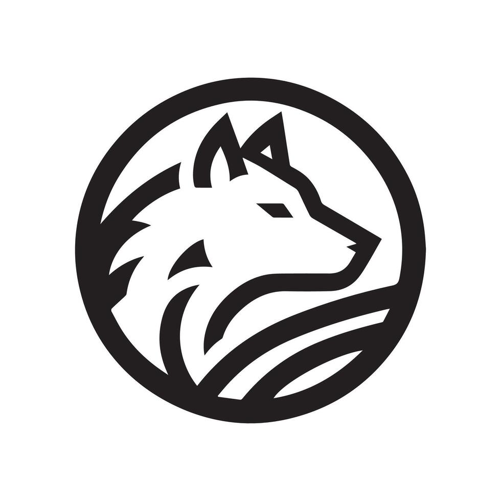 minimaliste noir et blanc Loup logo vecteur