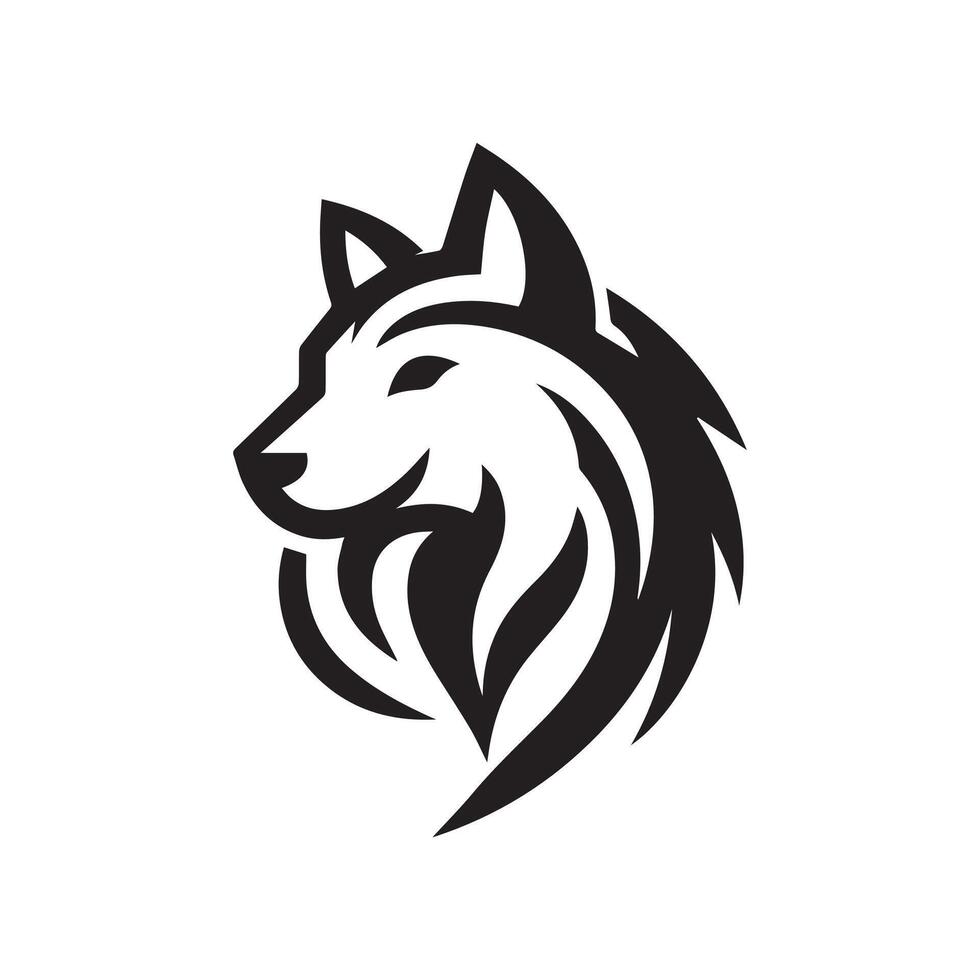 minimaliste noir et blanc Loup logo vecteur