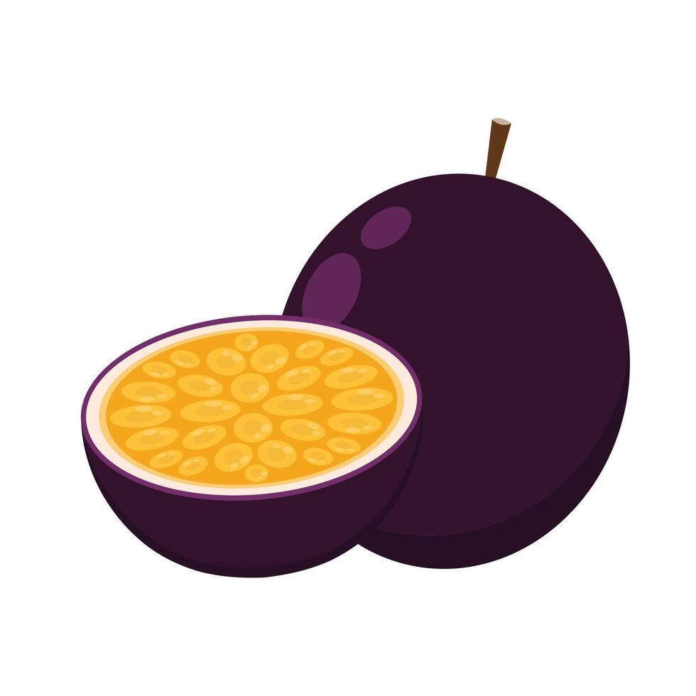 isolé passion fruit. illustration avec dessin animé isolé passion fruit avec Titre sur une blanc Contexte. passion fruit logo. passion fruit dans section vecteur. vecteur