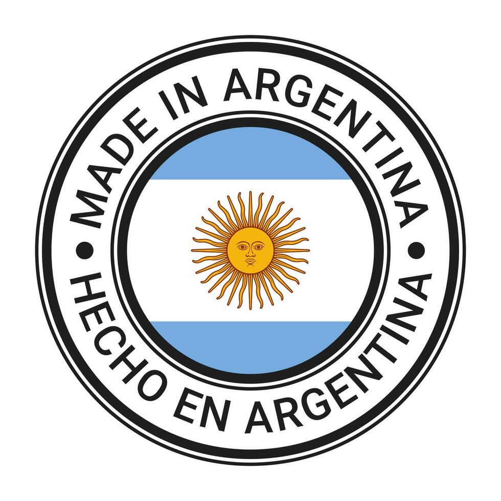 fabriqué dans Argentine rond timbre autocollant avec argentin drapeau vecteur illustration