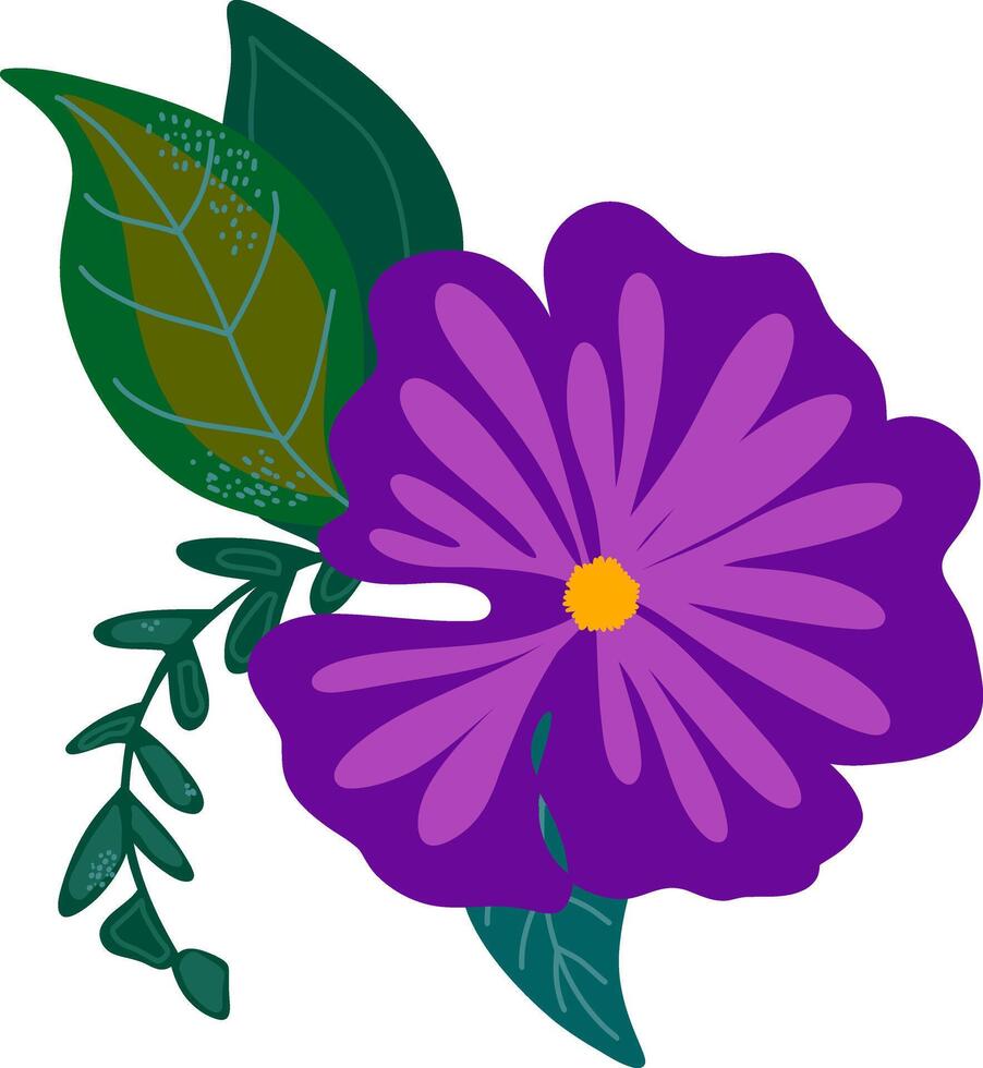 une violet fleur avec vert feuilles et feuilles vecteur