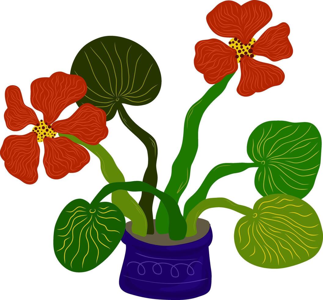 une fleur pot avec rouge fleurs vecteur