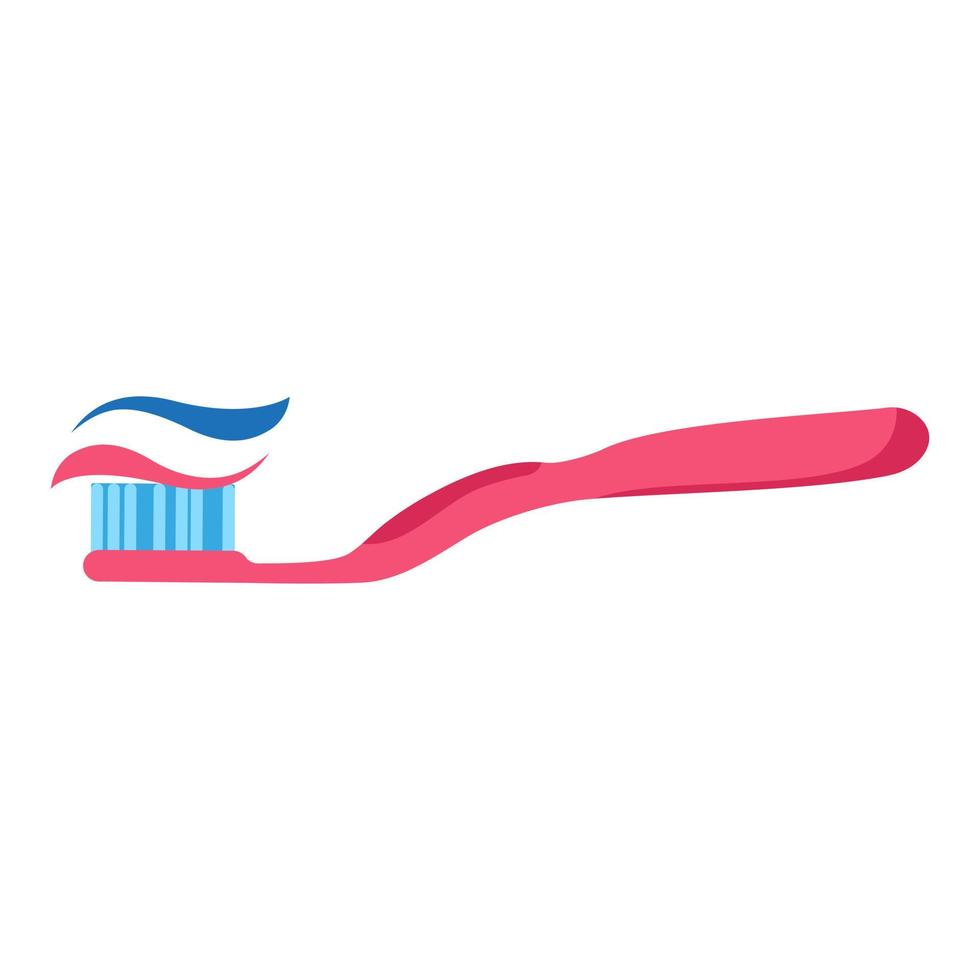 Brosse à dents manuelle de dessin animé de vecteur avec du dentifrice pressé.