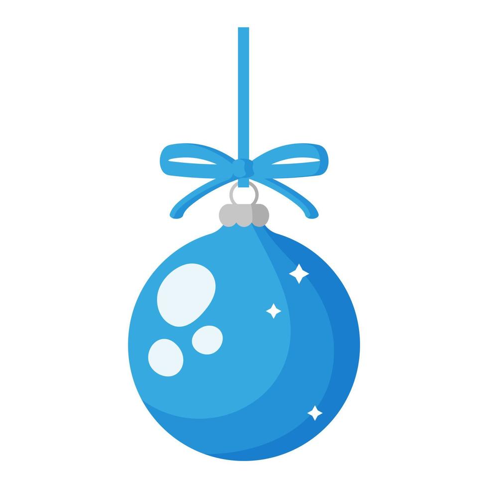 jouet d'arbre de boule bleue festive de dessin animé de noël. vecteur