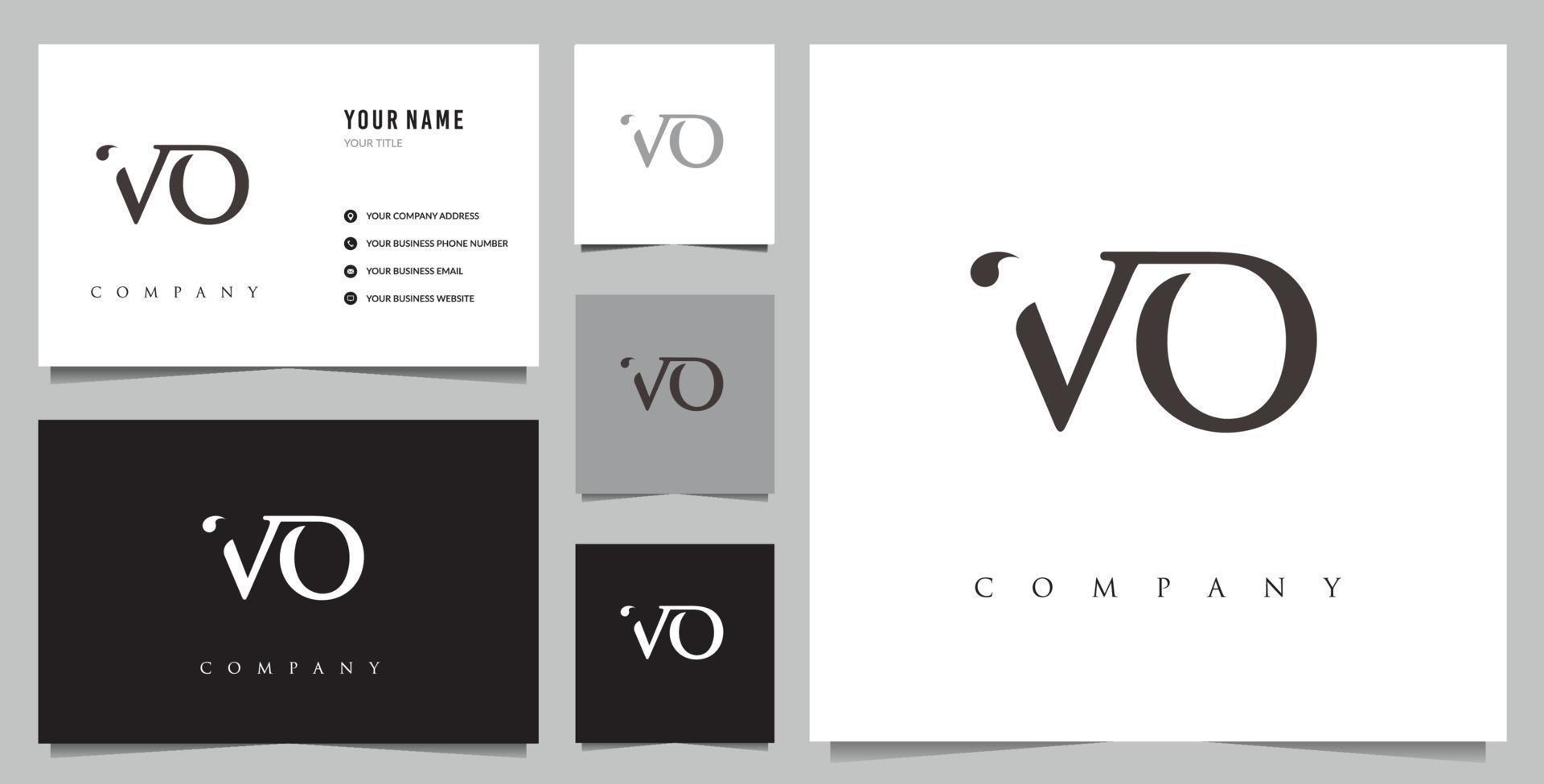 logo vo initial et carte de visite vecteur