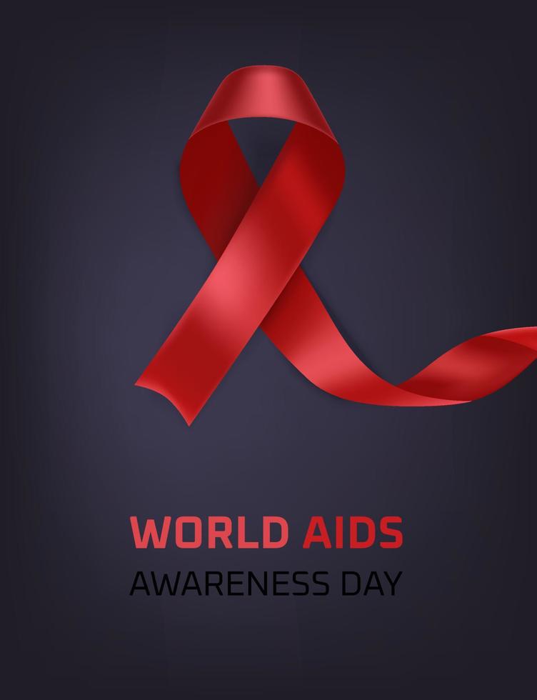 illustration de la journée mondiale de sensibilisation au sida. ruban de soie rouge vecteur