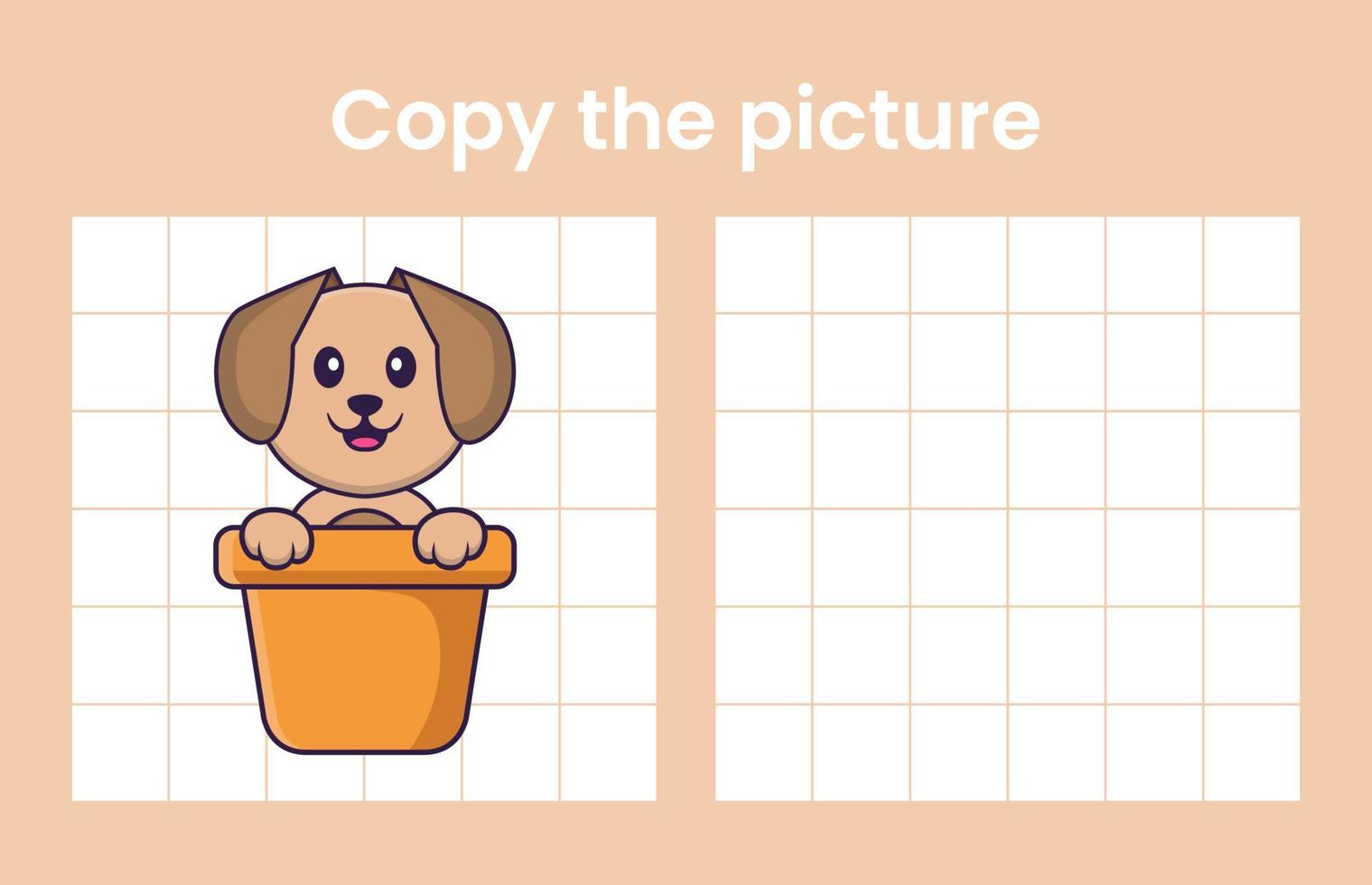 copier l'image d'un chien mignon. jeu éducatif pour les enfants. illustration de vecteur de dessin animé