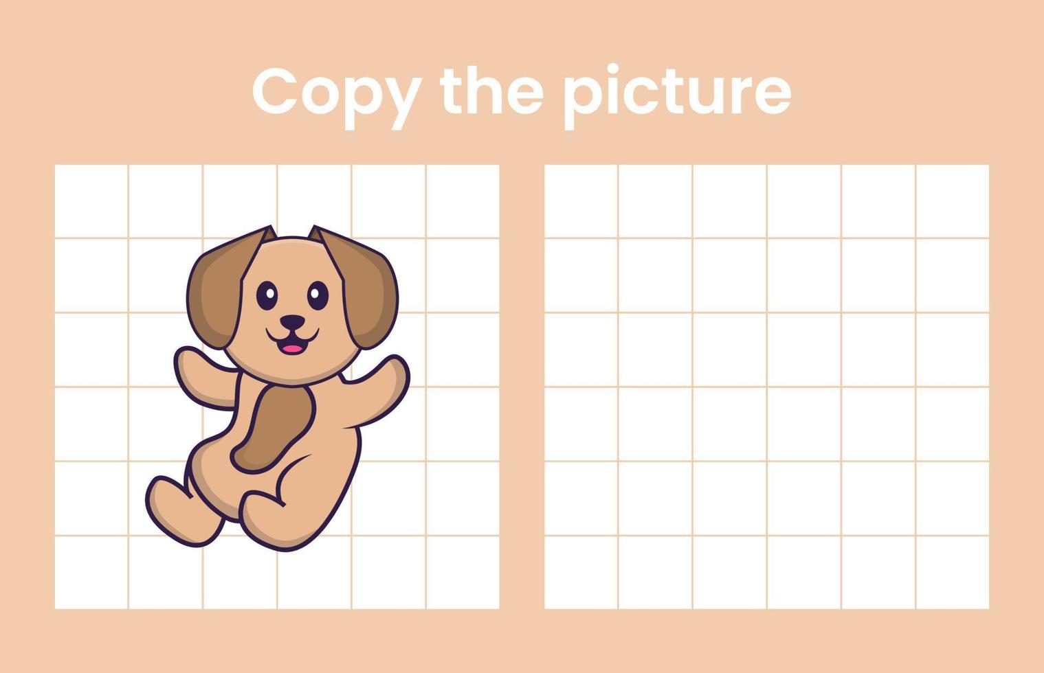 copier l'image d'un chien mignon. jeu éducatif pour les enfants. illustration de vecteur de dessin animé