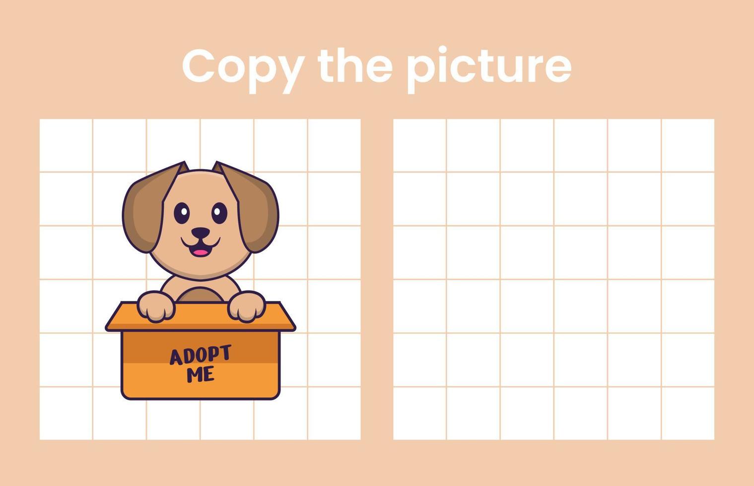 copier l'image d'un chien mignon. jeu éducatif pour les enfants. illustration de vecteur de dessin animé