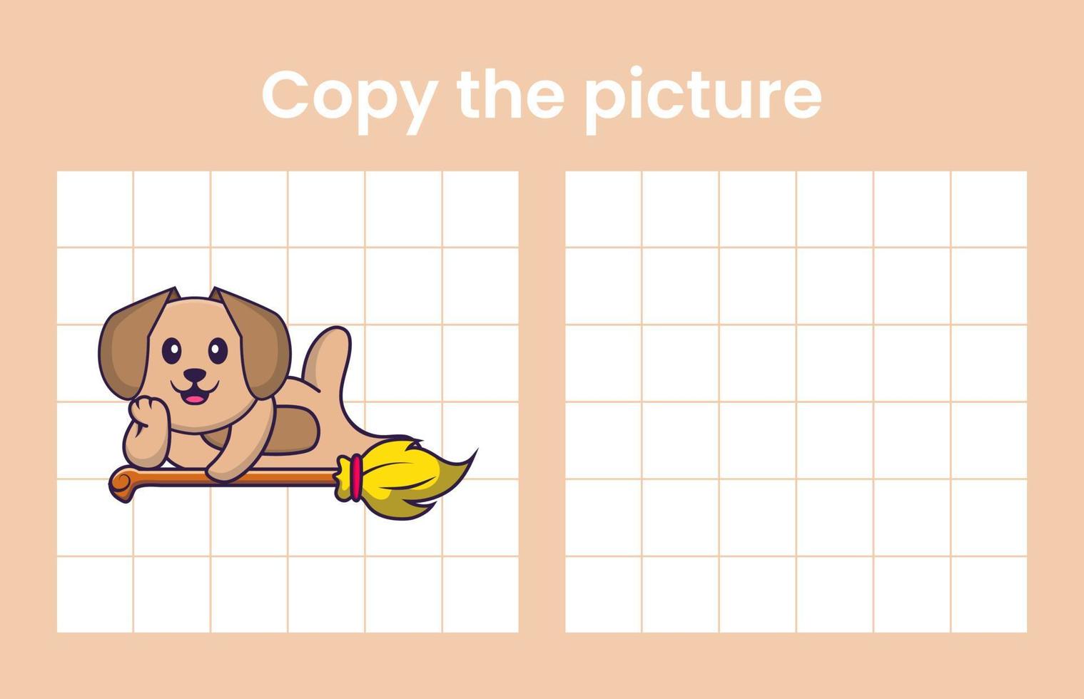 copier l'image d'un chien mignon. jeu éducatif pour les enfants. illustration de vecteur de dessin animé