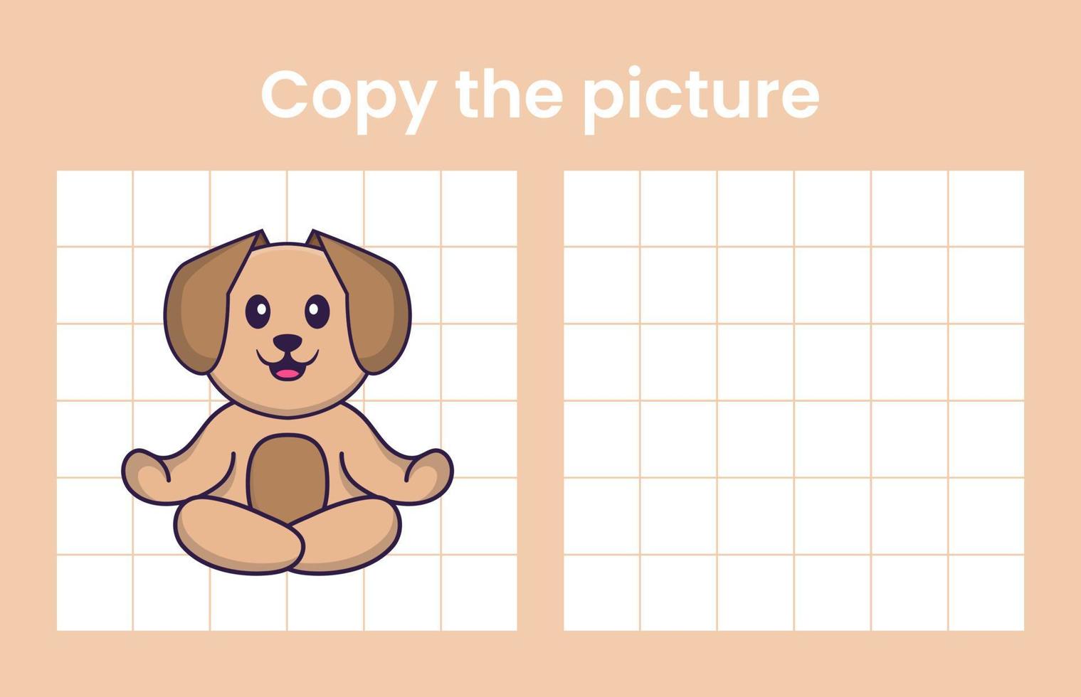 copier l'image d'un chien mignon. jeu éducatif pour les enfants. illustration de vecteur de dessin animé