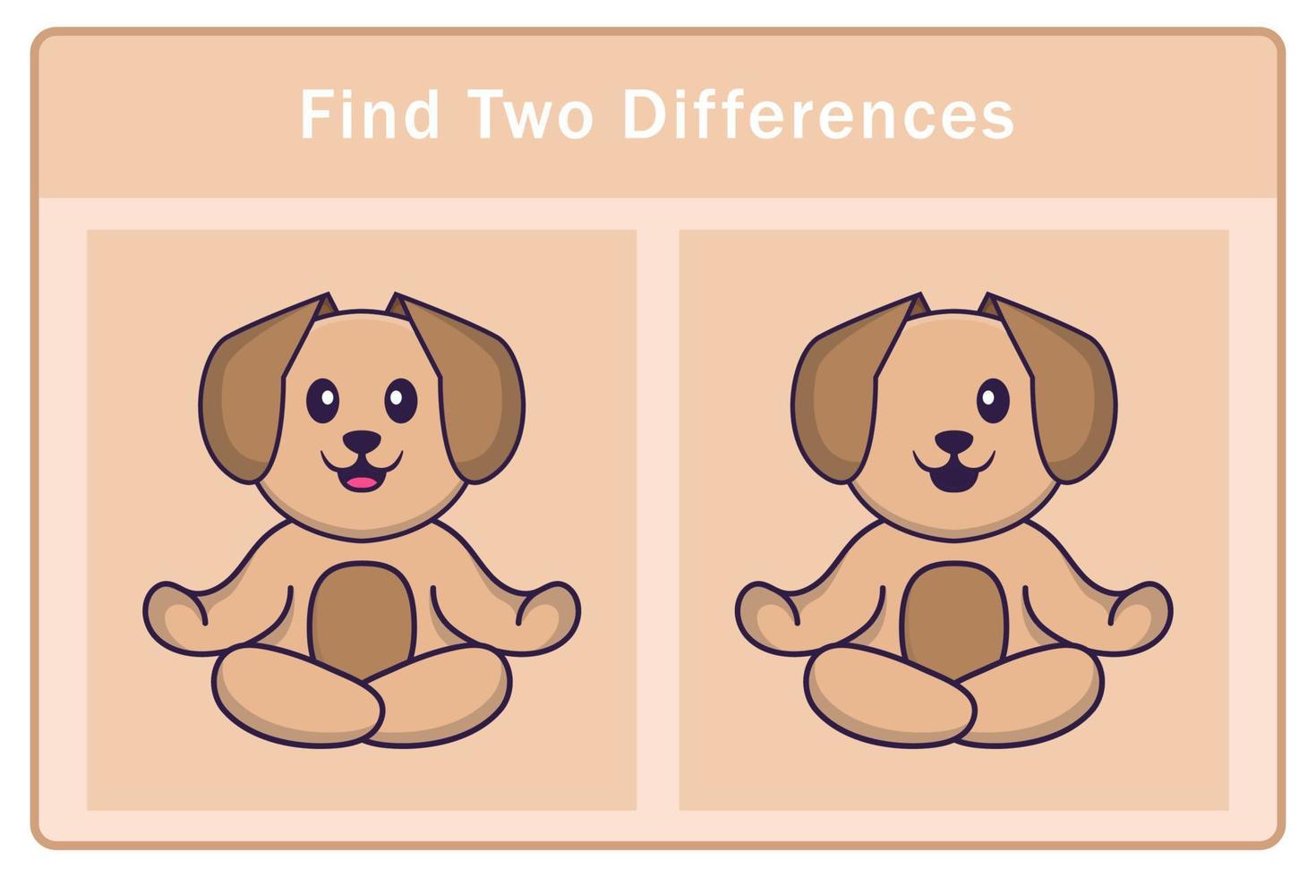 personnage de dessin animé de chien mignon. trouver des différences. jeu éducatif pour les enfants. illustration de vecteur de dessin animé