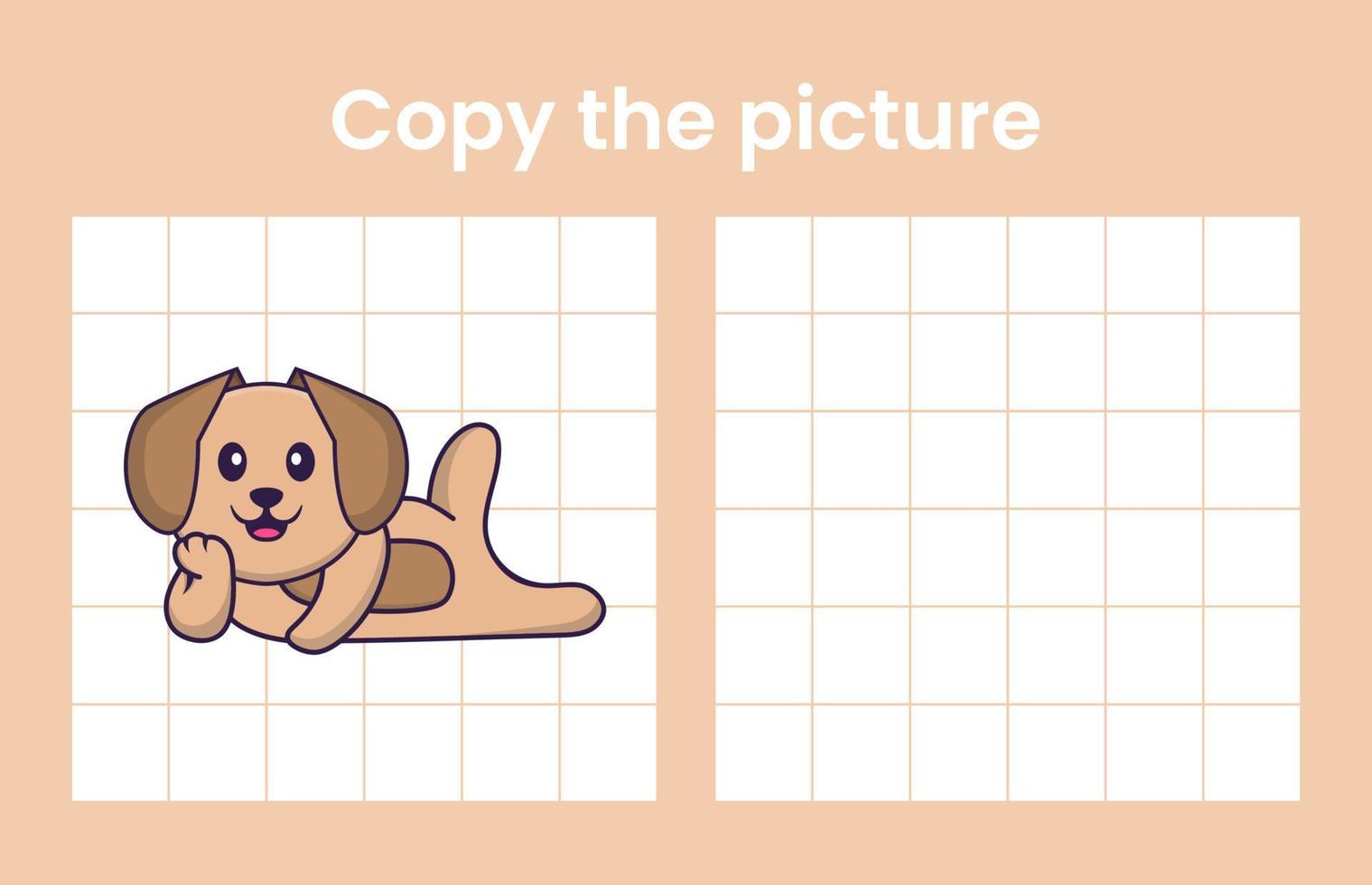 copier l'image d'un chien mignon. jeu éducatif pour les enfants. illustration de vecteur de dessin animé