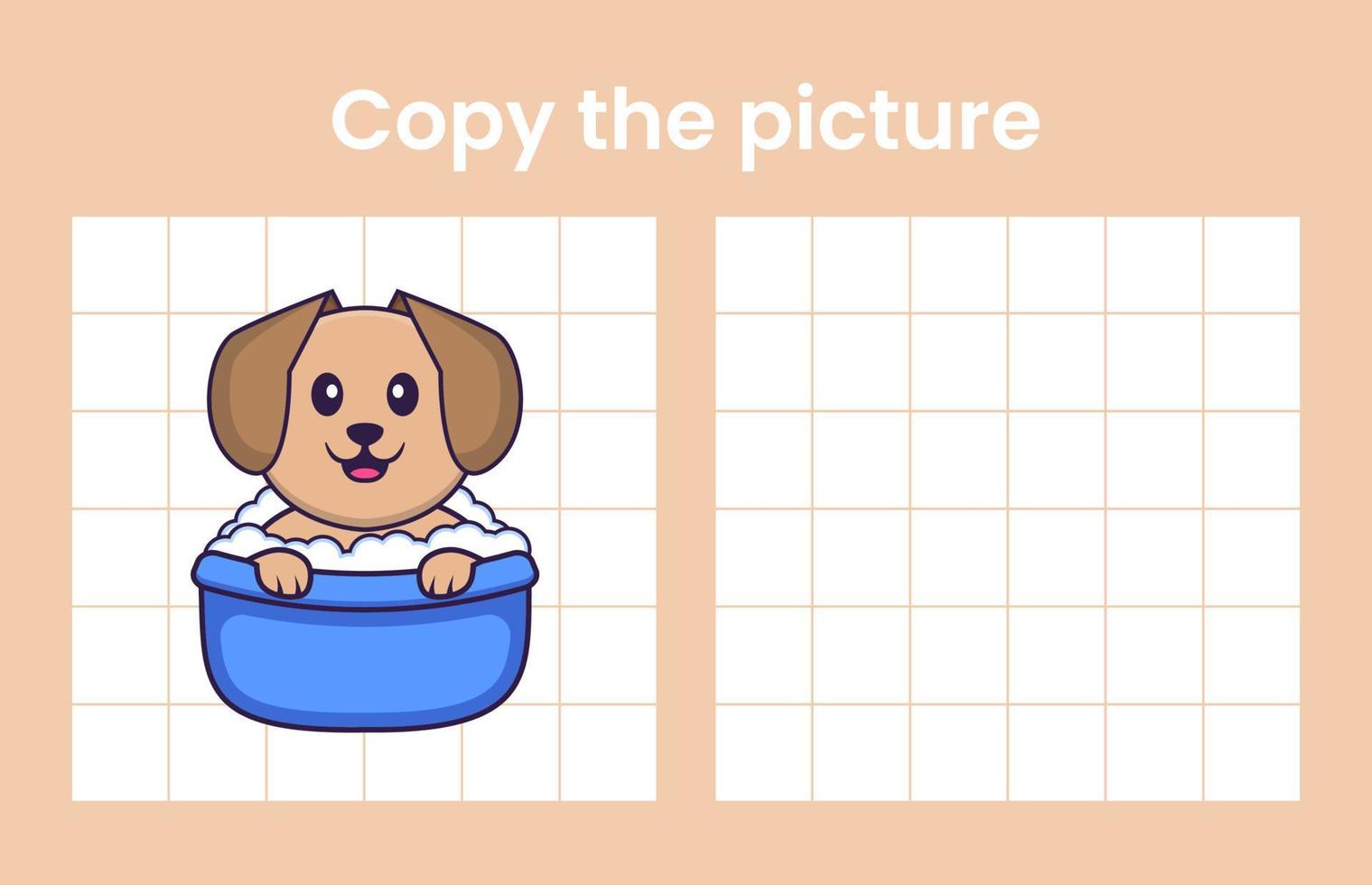 copier l'image d'un chien mignon. jeu éducatif pour les enfants. illustration de vecteur de dessin animé