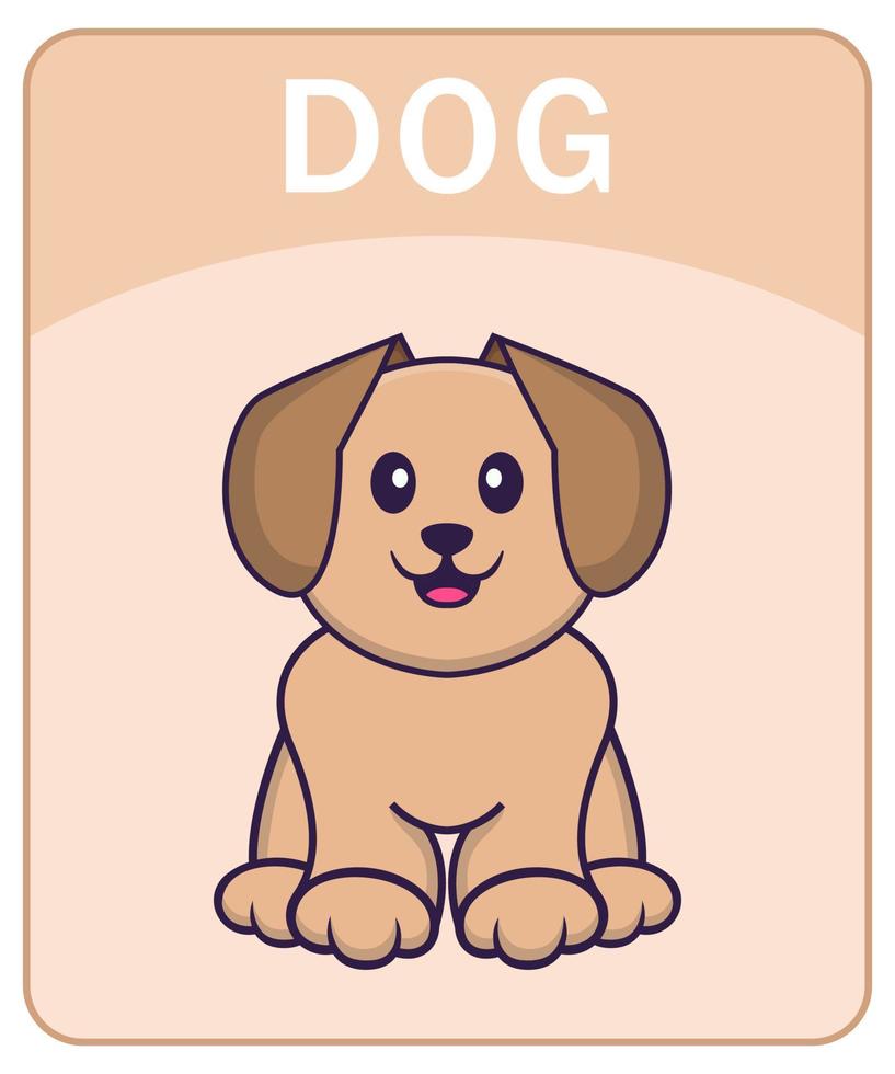 flashcard alphabet avec personnage de dessin animé de chien mignon. vecteur