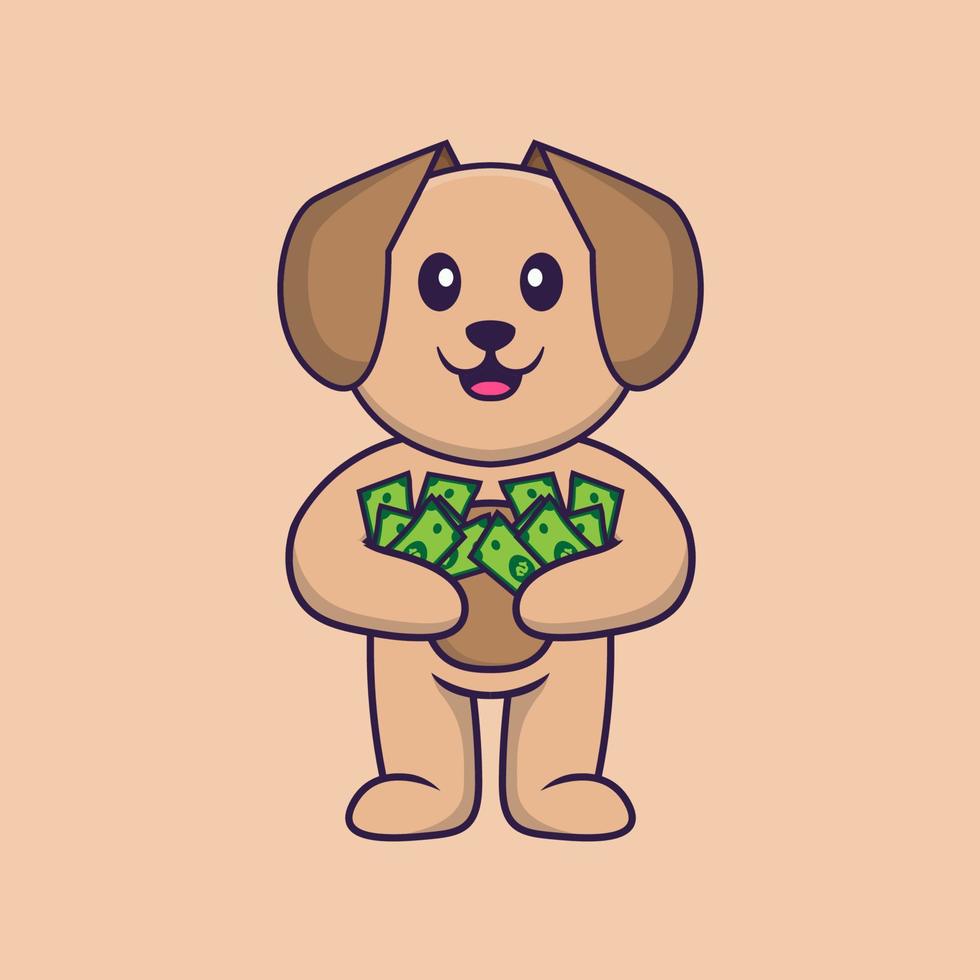 illustration vectorielle de chien mignon personnage de dessin animé. vecteur